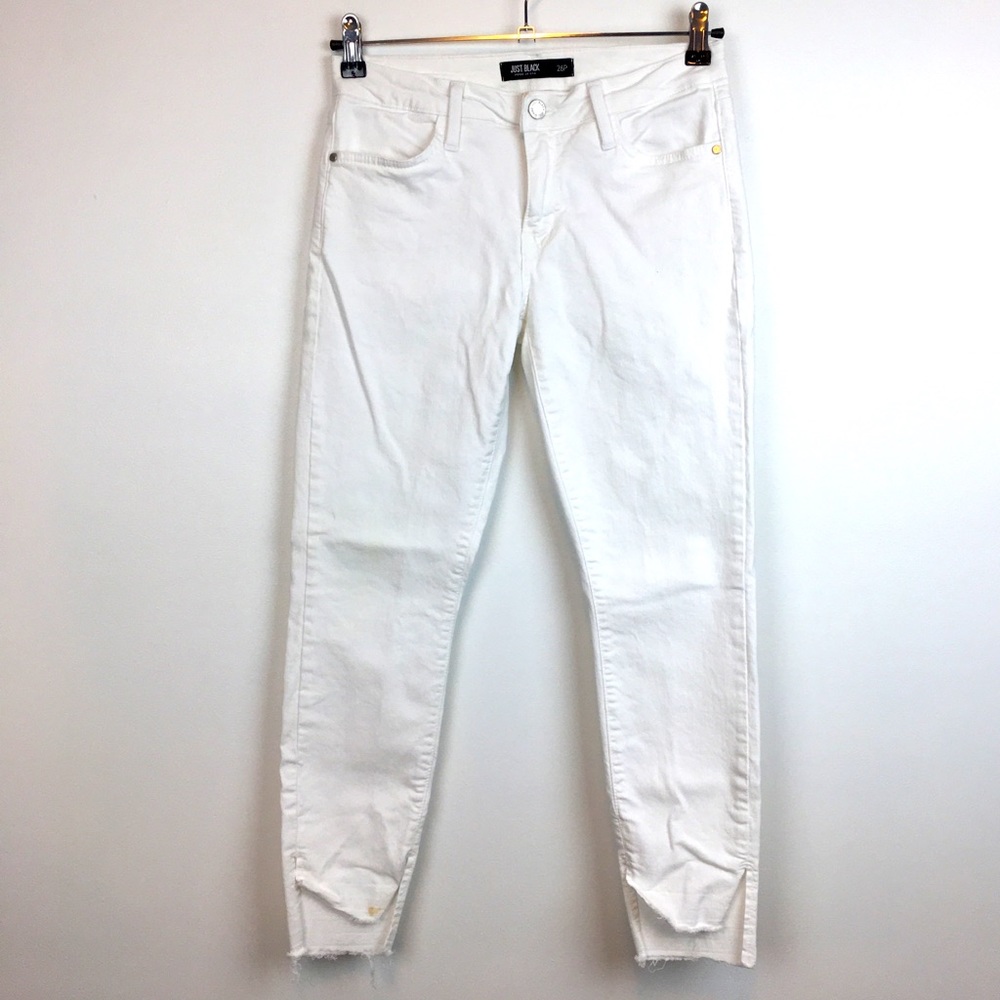 JUST BLACK Released Step Hem White Skinny Jeans - Picture 13 of 14
